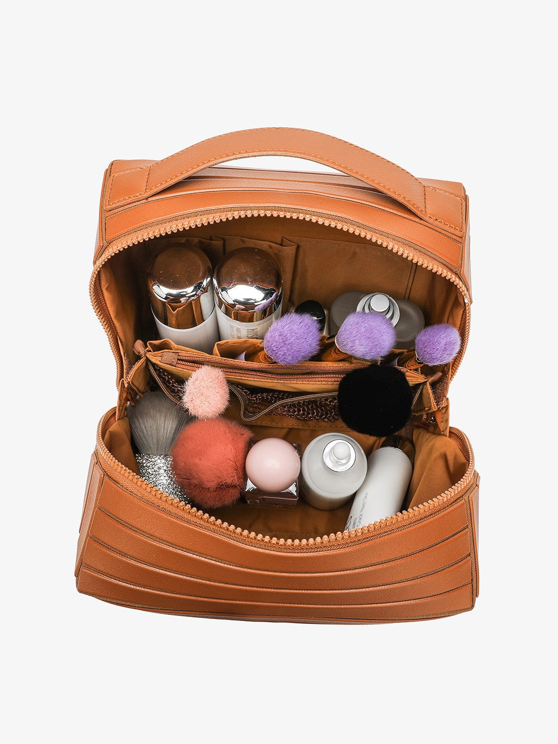 2025 New Geometric Rhombus Cosmetic Bag for Women, Large Capacity, Partitioned Travel and Commuting Shell Bag, Solid Color Storage Bag - image 5