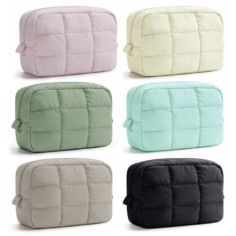Amazon's New Fluffy Quilted Makeup Bag, Portable Cosmetic Bag, Cute Travel Toiletries Storage Bag - image 5