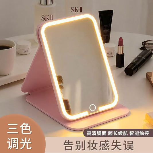 Led Makeup Mirror with Light, Foldable, Dimmable, Portable, Ins-Style, Student Dormitory Desktop Mirror, New Model - image 2