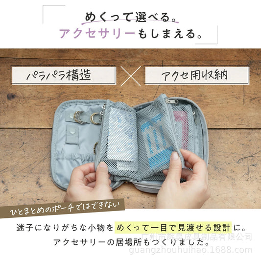 Japanese cross-border striped makeup zipper storage bag, portable multi-layer zipper mesh pouch for organizing tools - image 2