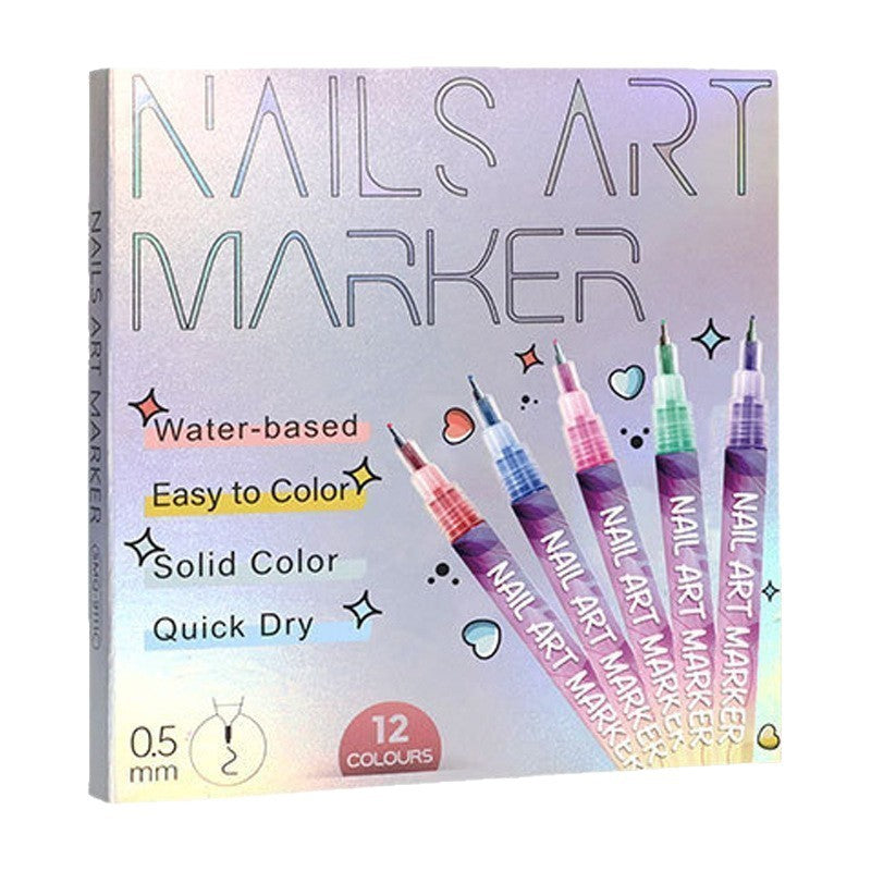 Cross-Border 12-Color DIY Nail Art Pens, Multi-Color Nail Pens, Graffiti Pens, Quick-Drying Watercolor Pen Set, Marker Pens - image 5