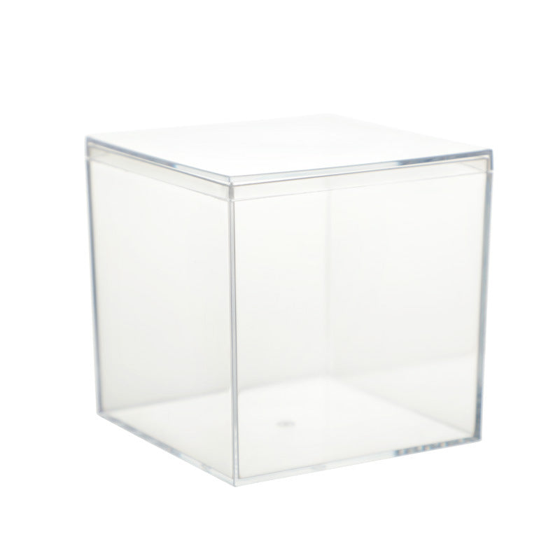 Multi-size square box acrylic square plastic box candy box transparent heaven and earth cover nail art packaging box wholesale - image 5