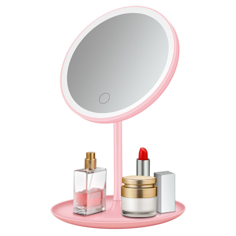 Led Makeup Mirror Tabletop Women's Fill Light Small Mirror Plastic Desktop Vanity Mirror Home Mirror Makeup Mirror with Light - image 5