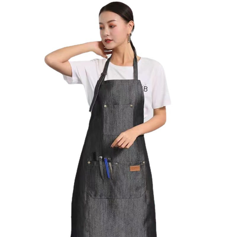 Household Denim Apron for Baristas, Milk Tea Shop, Restaurant Workwear, Nail and Hairdressing Workwear, Hot-Selling Sleeveless - image 5
