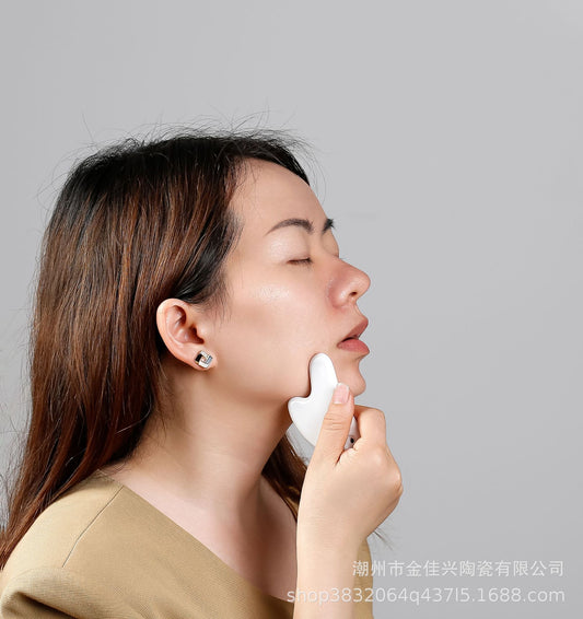 Ceramic Scraping Plate Face Eye Scraping Beauty Instrument Scraping Massager Face Leg Cervical Vertebral Pressing Massage Stone - image 2