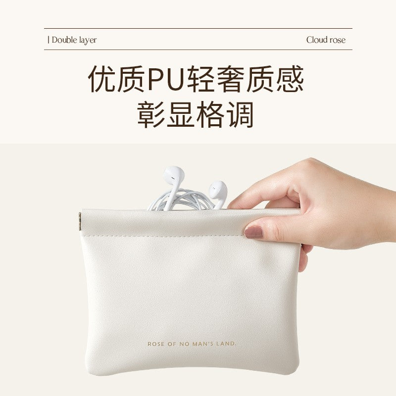 Shrapnel portable cosmetic bag waterproof pouch pu leather simple mini digital bag cosmetic brush storage bag earphone bag - image 5