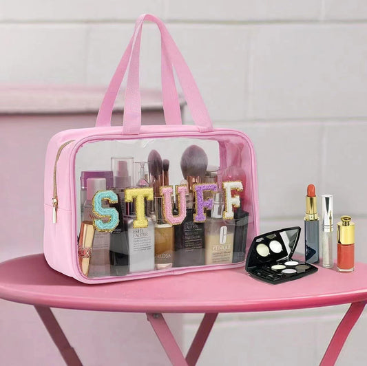 Cross-border Double Portable Transparent Cosmetic Storage Bag Embroidered Letters Cosmetic Bag Large Capacity Multifunctional Wash Bag - image 2