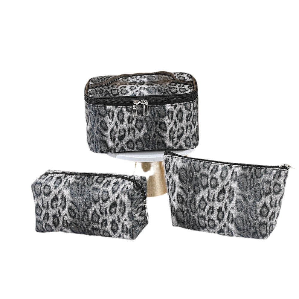 Korean Style Pu Leopard Print Makeup Bag, Retro Portable Large-Capacity Toiletry Bag, Fashionable Multi-Functional Storage Bag, Cross-Border - image 5