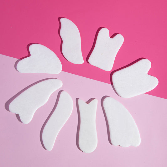 Source Factory White Jade Gua Sha Board Beauty Salon Gua Sha Sheet Cross-Border Supply Custom Facial Beauty Jade Massager - image 2