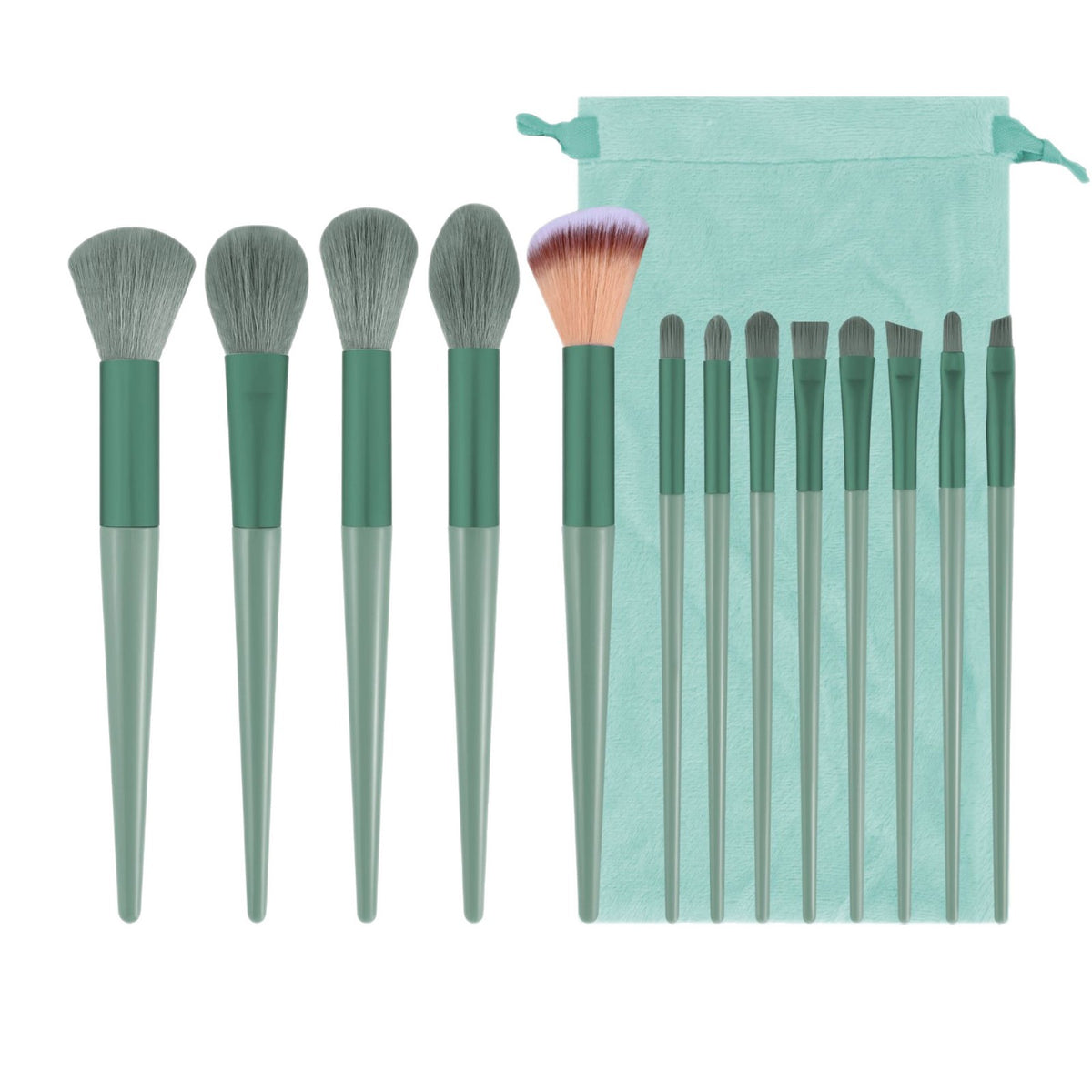 Cross-Border Four Seasons Green Makeup Brush Set, Eye Shadow Brush, Blush Brush, Loose Powder Brush, Concealer Brush, Cangzhou Makeup Brush Set - image 5