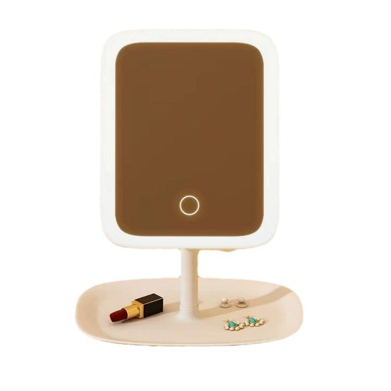Led Makeup Mirror with Lamp Desktop Internet Celebrity Women's Small Mirror Ins Style Dormitory Desktop Portable Small Dressing Mirror - image 5