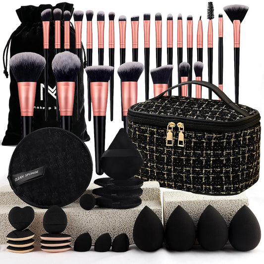 47-piece set of beauty tools combination xiangfeng cosmetic bag cosmetic brush suit portable wash travel puff makeup - image 2