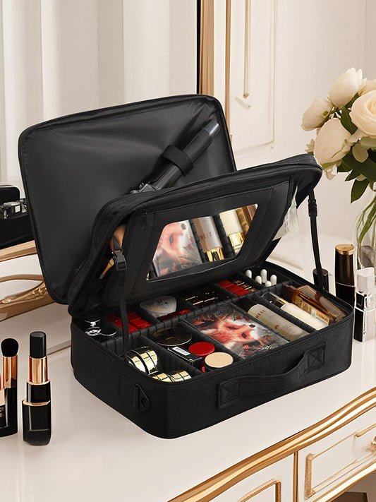 Large Capacity Cosmetic Bag Women's Portable Travel Cosmetic Storage Bag Ins Style Embroidery Nail Makeup Kit - image 2
