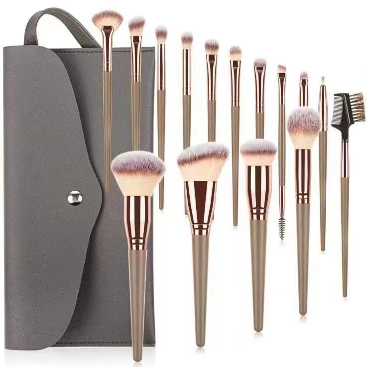 Cross-border 15 champagne gold makeup brush bag makeup brush set Cangzhou super soft makeup brush suit eye shadow blush brush - image 5