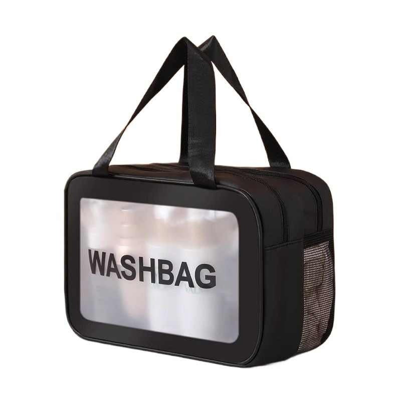 Wet and Dry Separation Double-Layer Transparent Pu Cosmetic Bag for Men and Women Portable Cosmetic Storage Bag Travel Bag Toiletry Bag - image 5