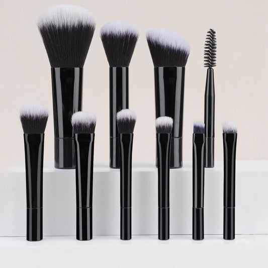 Cross-Border 10-Piece Rt Mini Colorful Makeup Brush Set with Brush Bag Crystal Transparent Handle Portable Travel Beauty Tool - image 2