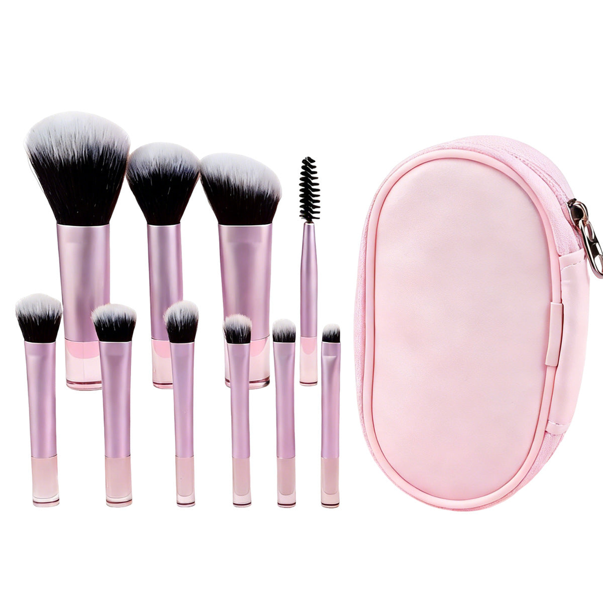 Cross-Border 10-Piece Rt Mini Colorful Makeup Brush Set with Brush Bag Crystal Transparent Handle Portable Travel Beauty Tool - image 5