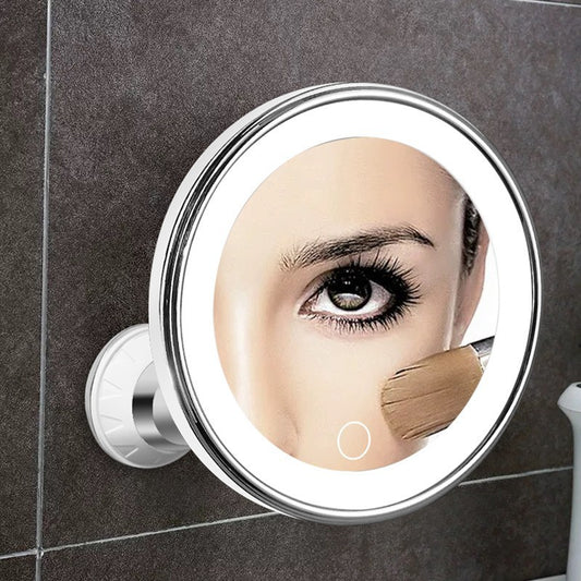 Cross-Border 10X Magnifying Glass Suction Cup Led Makeup Mirror USB Plug-In Rotating Foldableing Wall-Mounted Beauty Mirror with Light - image 2