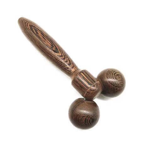 Chicken Wing Wood Beauty Face Slimming Device Double Ball Manual Roller Massager Face Leg Massage Stick Portable - image 5