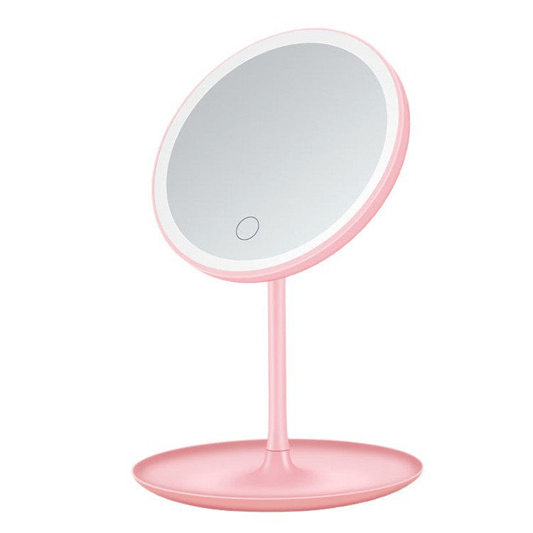 Personal Care Led Makeup Mirror with Light Desktop Female Fill-In Light Small Mirror Dormitory Desktop Portable Small Makeup Mirror - image 5