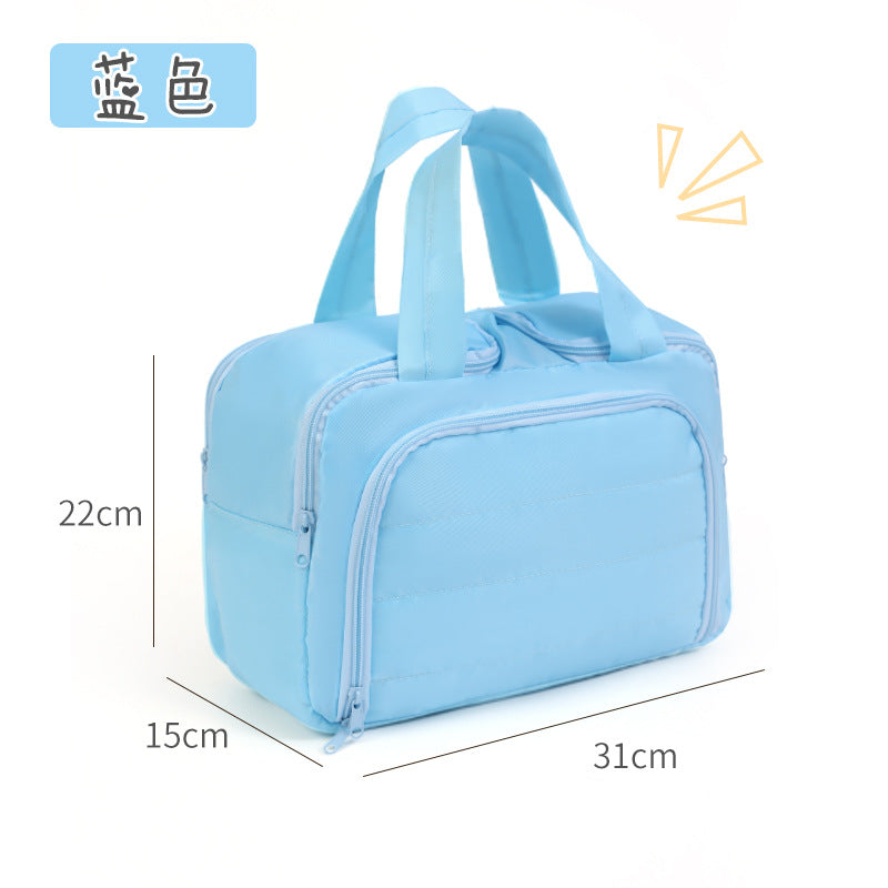 New Fashionable Double-Opening Cosmetic Bag, Large-Capacity Fluffy Cosmetic Storage Bag, Portable Travel Toiletry Bag - image 5