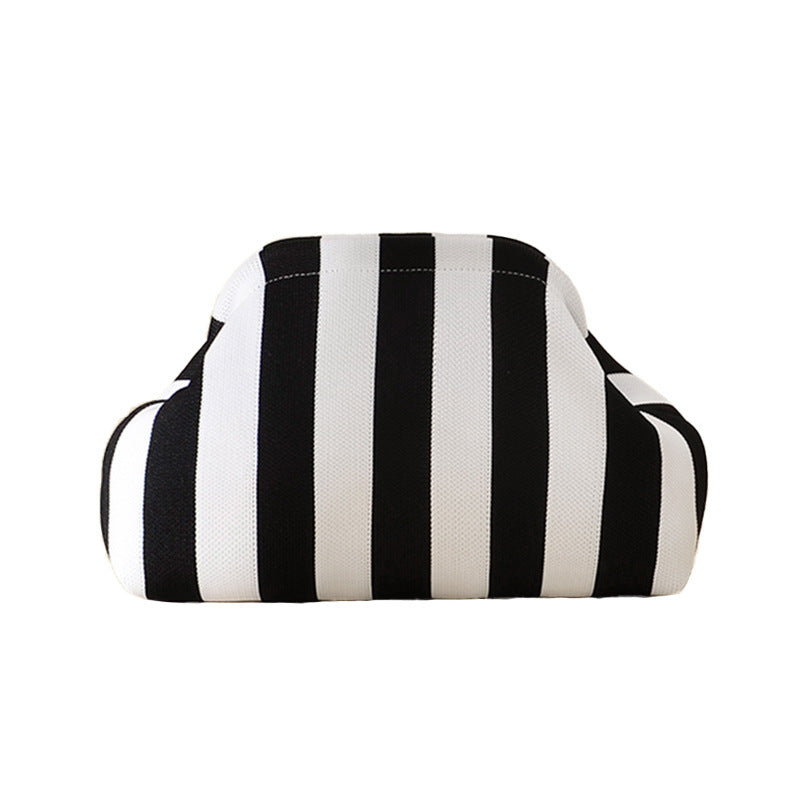 Amazon Specializes in Striped Knitted Clutch Bags, Versatile for Everyday Use, Woven Clip Storage Makeup Bag with Large Capacity - image 5