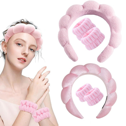 Amazon Twist Sponge Headband Girls' High-End Towel Cloth High Skull Headband Face Wash Makeup Headband Set - image 1