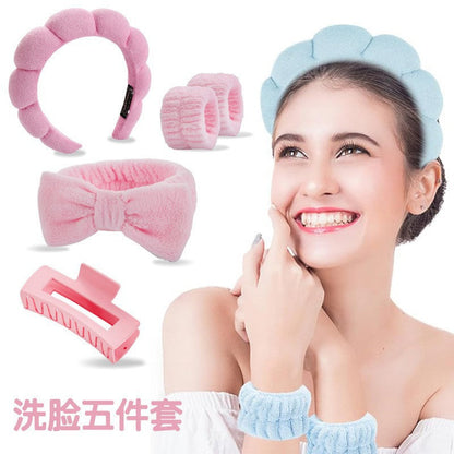 Amazon Twist Sponge Headband Girls' High-End Towel Cloth High Skull Headband Face Wash Makeup Headband Set - image 2