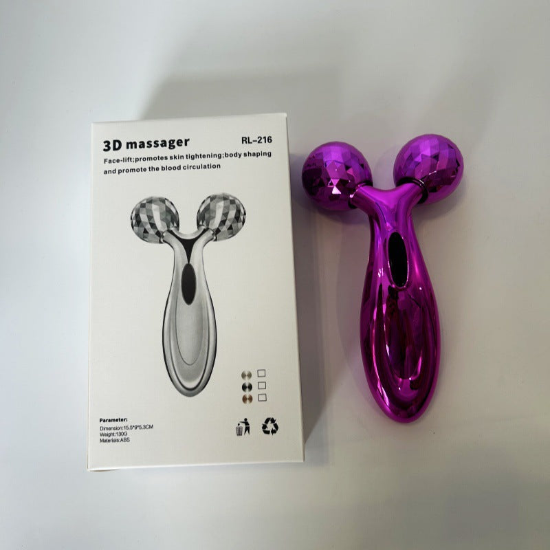 Cross-Border 3Dv Facial Roller V-Shaped Facial Massage Instrument Beauty Device for Lifting and Firming the Face Manual Massager - image 3
