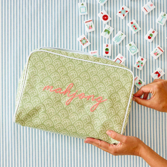 European and American Best-Selling Mahjong Bag, Large-Capacity Striped Cosmetic Bag, Travel Cosmetics Storage Bag - image 2