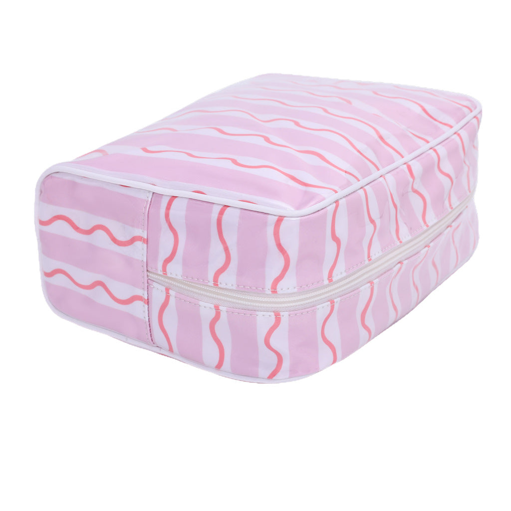 European and American Best-Selling Mahjong Bag, Large-Capacity Striped Cosmetic Bag, Travel Cosmetics Storage Bag - image 5