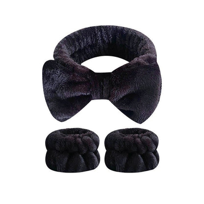 Cross-Border Popular Bowknot Face Wash Wristband and Hairband Set, Plush Hairband, Women's Hair Accessories, Direct Sales from the Manufacturer - image 4