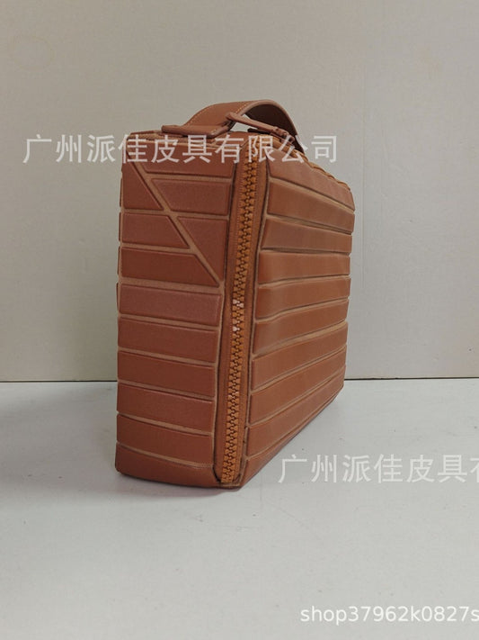 2025 New Geometric Rhombus Cosmetic Bag for Women, Large Capacity, Partitioned Travel and Commuting Shell Bag, Solid Color Storage Bag - image 2