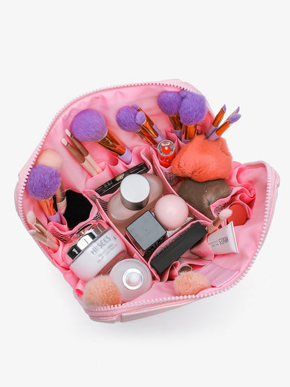 2025 New Geometric Rhombus Cosmetic Bag for Women, Large Capacity, Partitioned Travel and Commuting Shell Bag, Solid Color Storage Bag - image 4