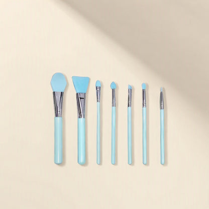 Seven-piece silicone facial mask brush set with plastic handles