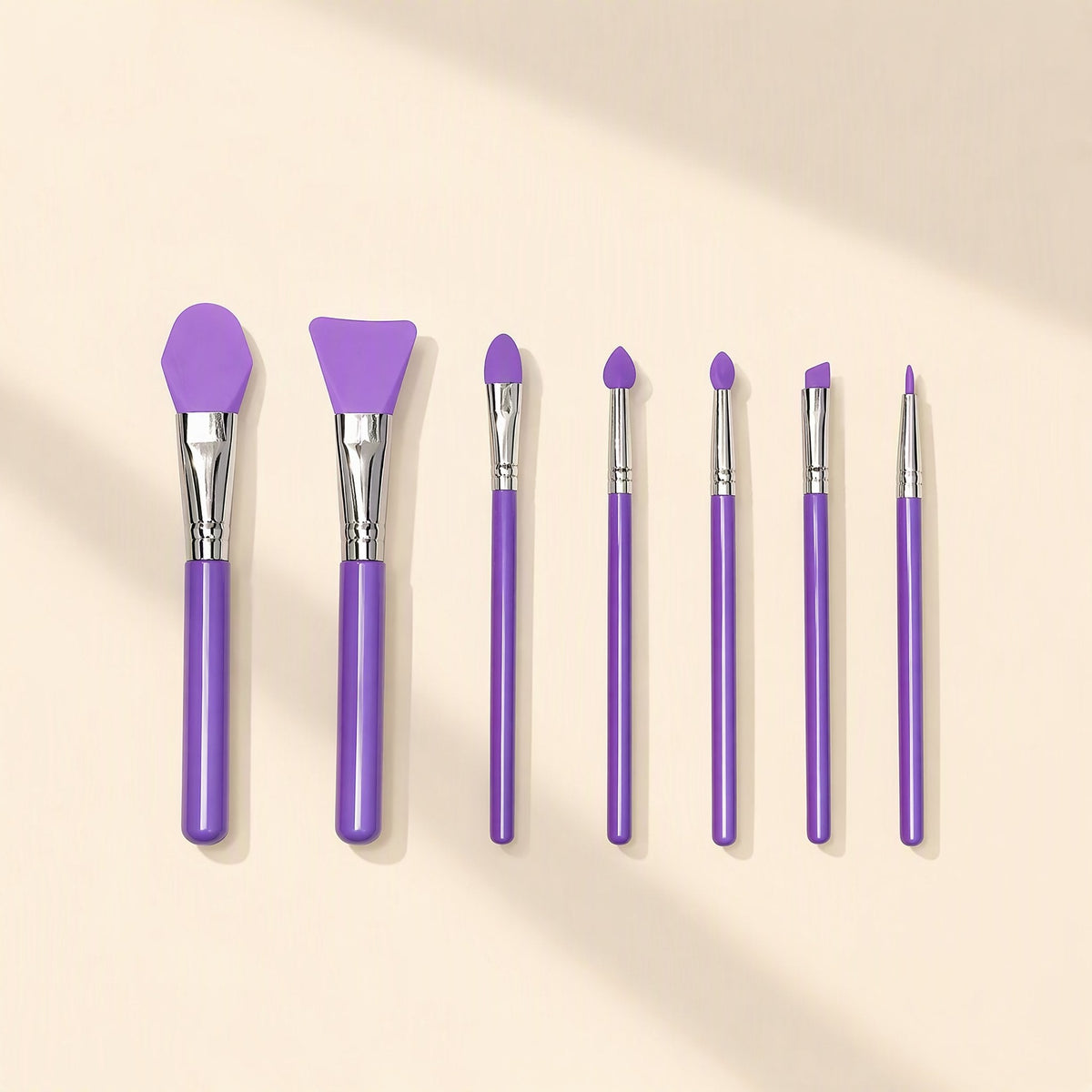 Seven-piece silicone facial mask brush set with plastic handles - view 2