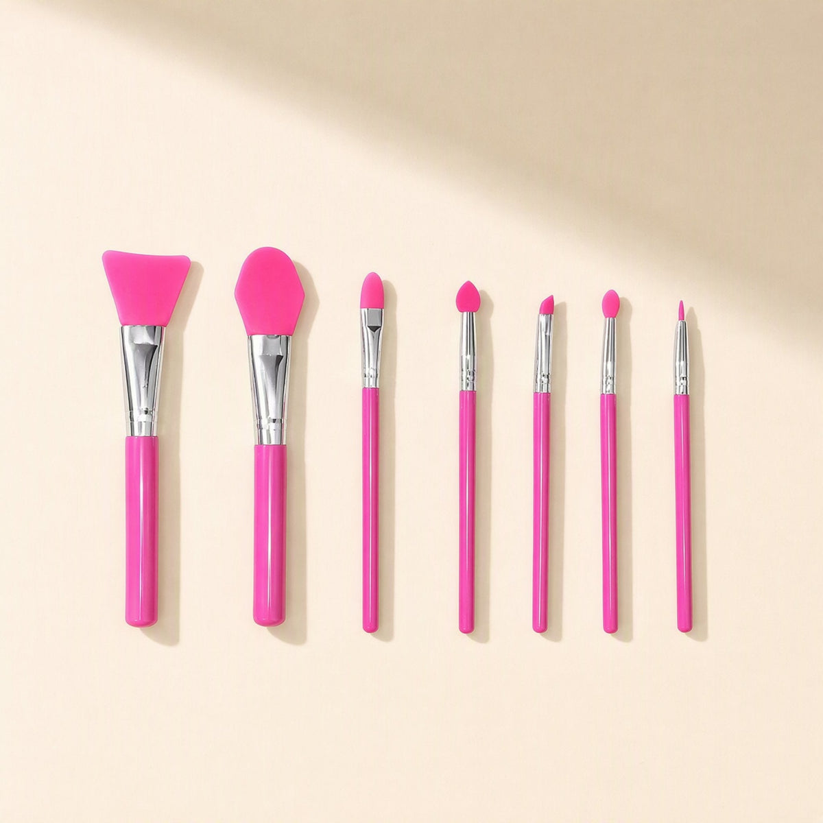 Seven-piece silicone facial mask brush set with plastic handles - view 3