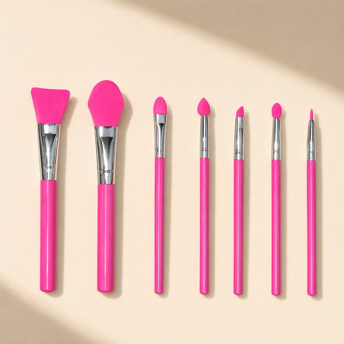 Seven-piece silicone facial mask brush set with plastic handles - view 5