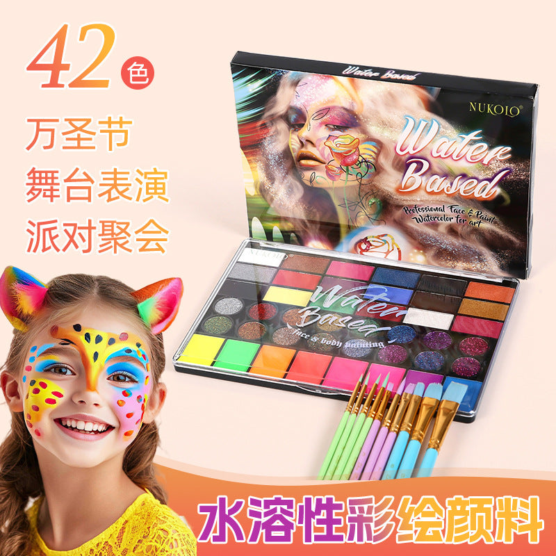Cross-Border Supply of 42-Color Water-Soluble Body Painting Set, Children's Face Paint, Halloween and Christmas Makeup - image 1