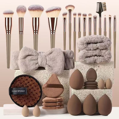 Cross-Border Hot-Selling 33-Piece Set, 35-Piece Set of Makeup Brushes, Facial Cleansing Sponges, Large Combination Set of Beauty Tools - image 4