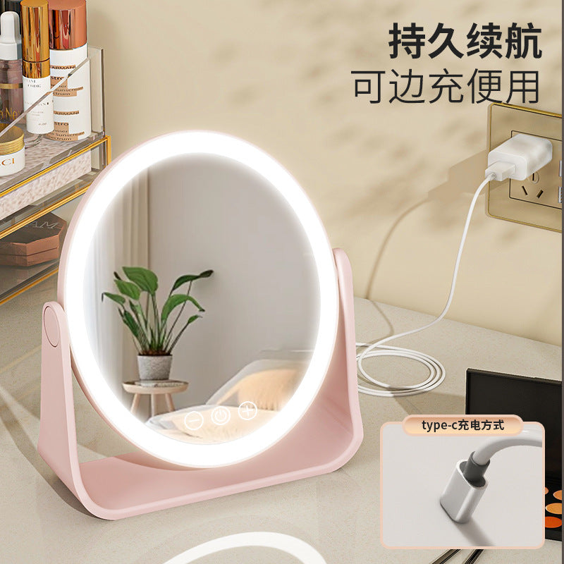 Led Makeup Mirror, Portable Mirror, Flipable Vanity Mirror with Light, Desktop Mirror with Supplementary Lighting for Dormitory and Office - image 4