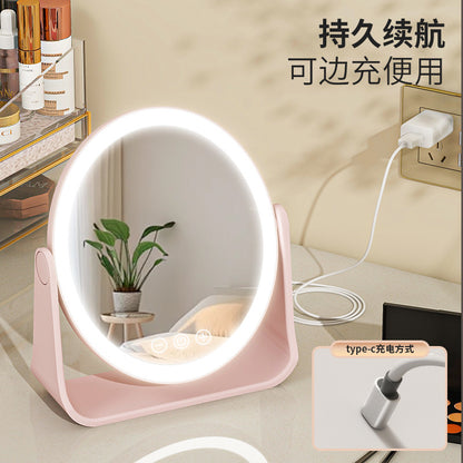 Led Makeup Mirror, Portable Mirror, Flipable Vanity Mirror with Light, Desktop Mirror with Supplementary Lighting for Dormitory and Office - image 4