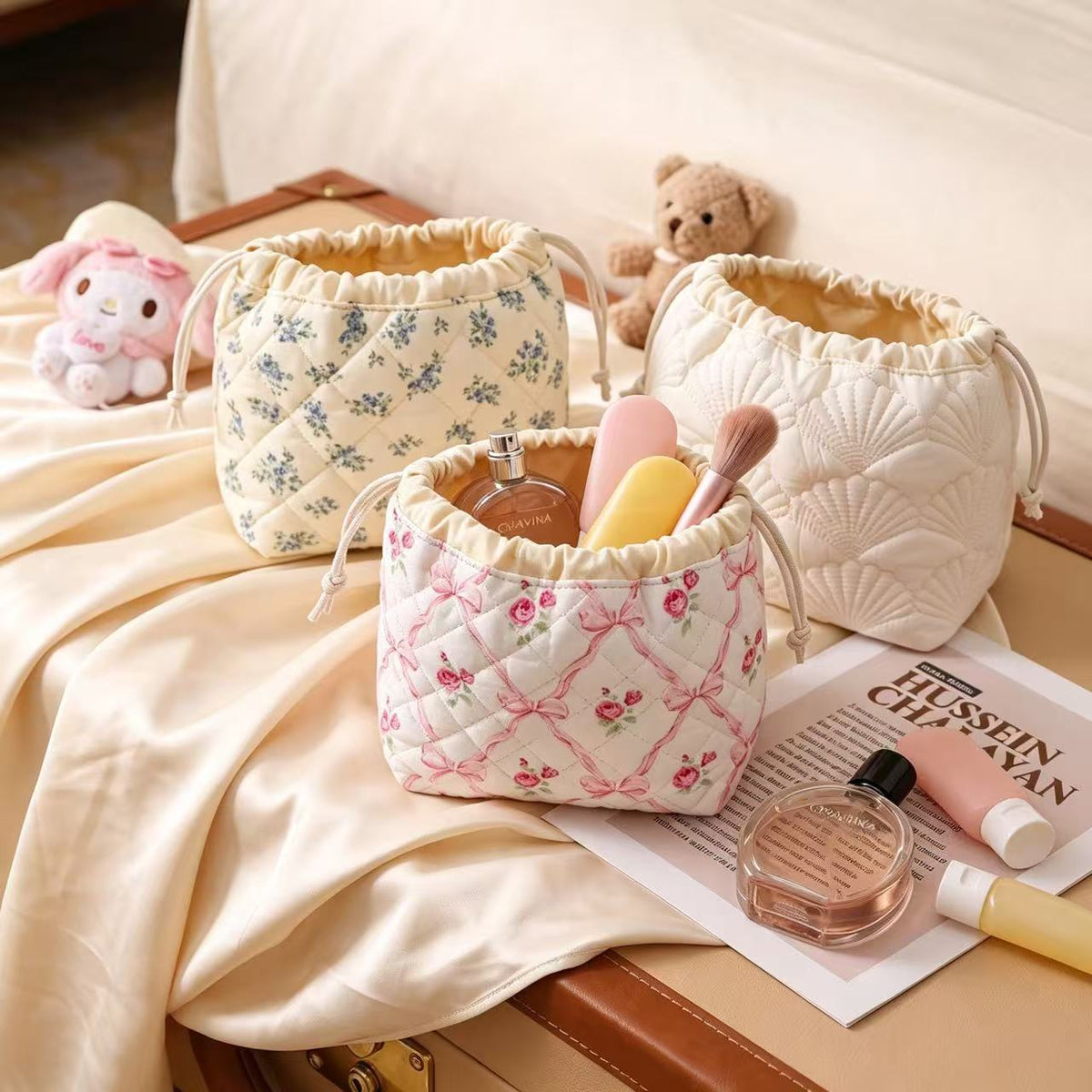 Cross-Border Hot-Selling Cosmetic Bag, Large-Capacity Polyester Drawstring Bag, Portable Drawstring Bag, Ins Travel Cosmetics Storage Bag - image 4