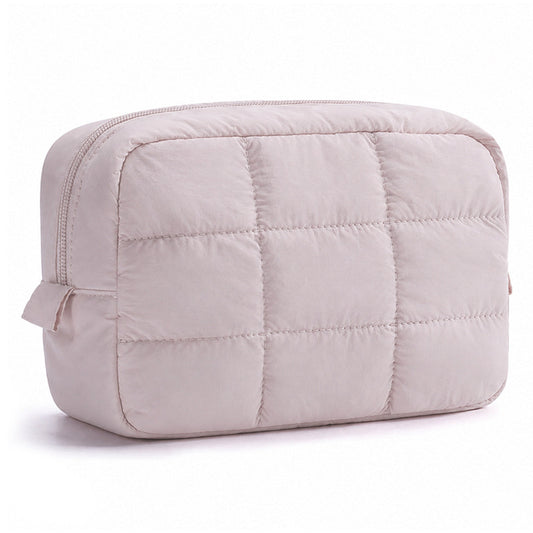 Amazon's New Fluffy Quilted Makeup Bag, Portable Cosmetic Bag, Cute Travel Toiletries Storage Bag - image 1