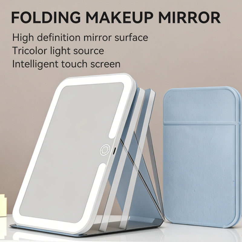 Amazon Led Makeup Mirror Portable Foldable Rechargeable Vanity Mirror Desktop Leather Case Makeup Mirror with Light - image 2