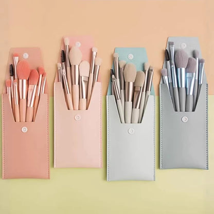 Mini 8-Piece Macaron Soft-Bristled Makeup Brush Set, Portable Beginner's Blush and Eyeshadow Brush Set - image 1
