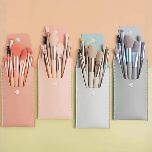 Mini 8-Piece Macaron Soft-Bristled Makeup Brush Set, Portable Beginner's Blush and Eyeshadow Brush Set - image 1