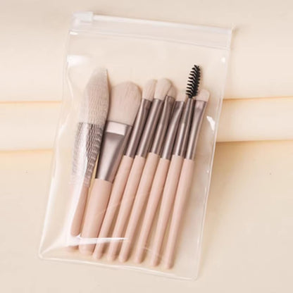 Mini 8-Piece Macaron Soft-Bristled Makeup Brush Set, Portable Beginner's Blush and Eyeshadow Brush Set - image 3