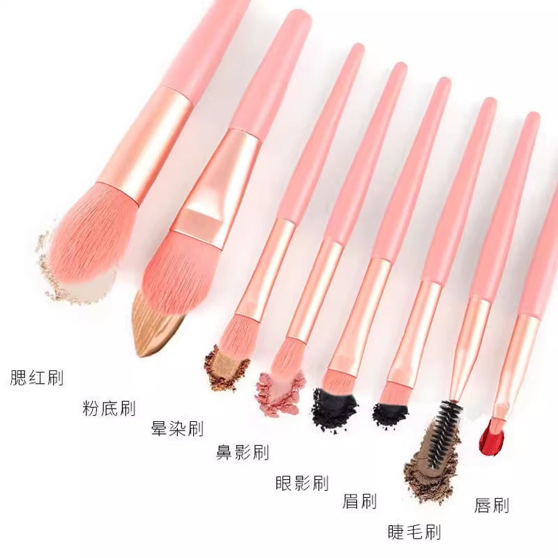 Mini 8-Piece Macaron Soft-Bristled Makeup Brush Set, Portable Beginner's Blush and Eyeshadow Brush Set - image 5