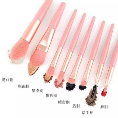 Mini 8-Piece Macaron Soft-Bristled Makeup Brush Set, Portable Beginner's Blush and Eyeshadow Brush Set - image 5